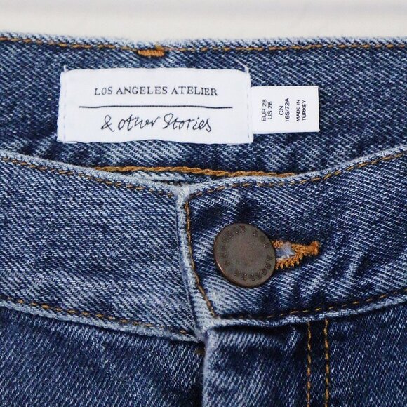 & Other Stories High Waist Distressed Slim Fit Denim Jean Mid Blue Size 28 $119 - Picture 4 of 15